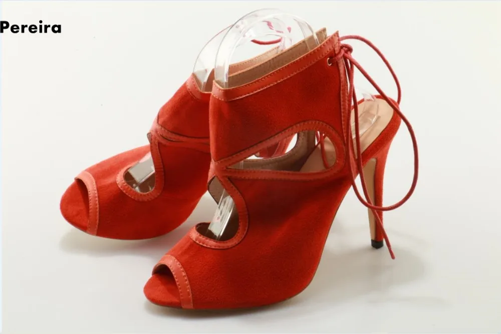 

Rome orange lace-up woman summer sandals peep toe stiletto heel suede slingback dress woman shoes celebrity party woman sandals