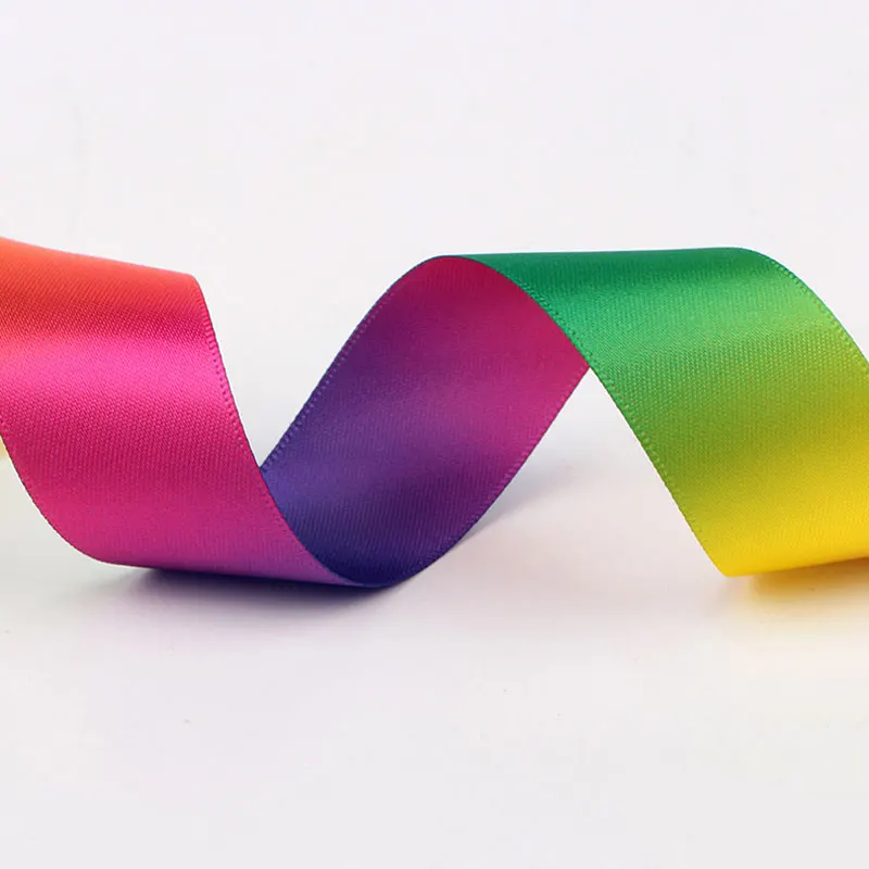 

1M Satin Double-sided Rainbow ribbons Gift Wrapping Christmas/New Year/wedding gift/Party Decor DIY handmade sewing accessories