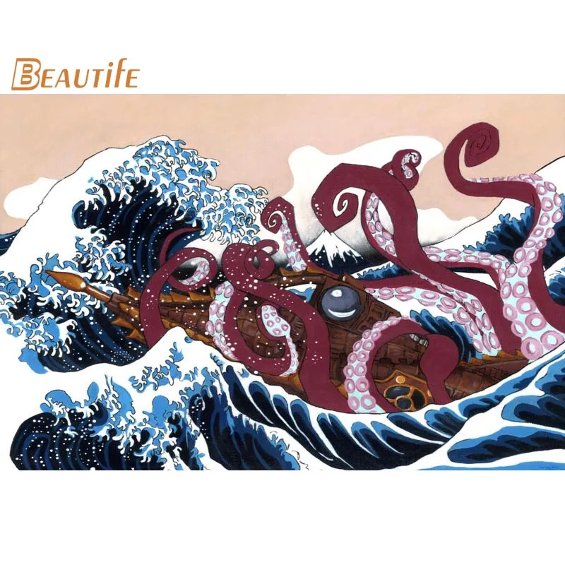 Новое поступление grande смутные плакат hokusai ткань Шелковый украшения дома