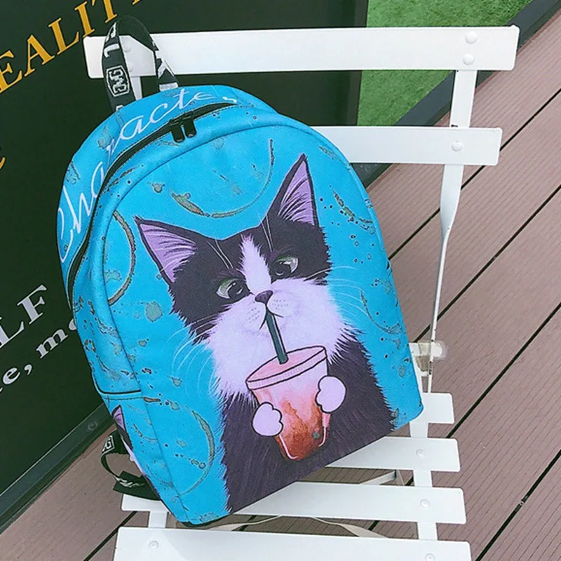 Kawaii 3D рюкзак с изображением котенка милый мультяшный Кот Детская сумка для книг