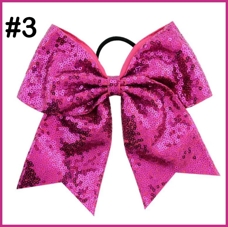 free shipping 10pcs 8'' Inch Bling Sparkly Glitter Sequins Pigtail Bows For Girls Large Cheerleader Hair Ponytail Holder |