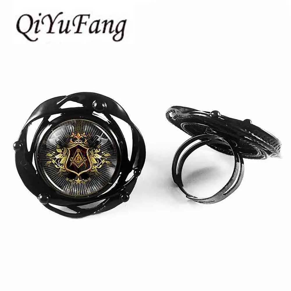 

QiYuFang flower big ring Steampunk Masonic Free Mason Freemason Illuminati flower big ring 1pcs/lot men antique new hot