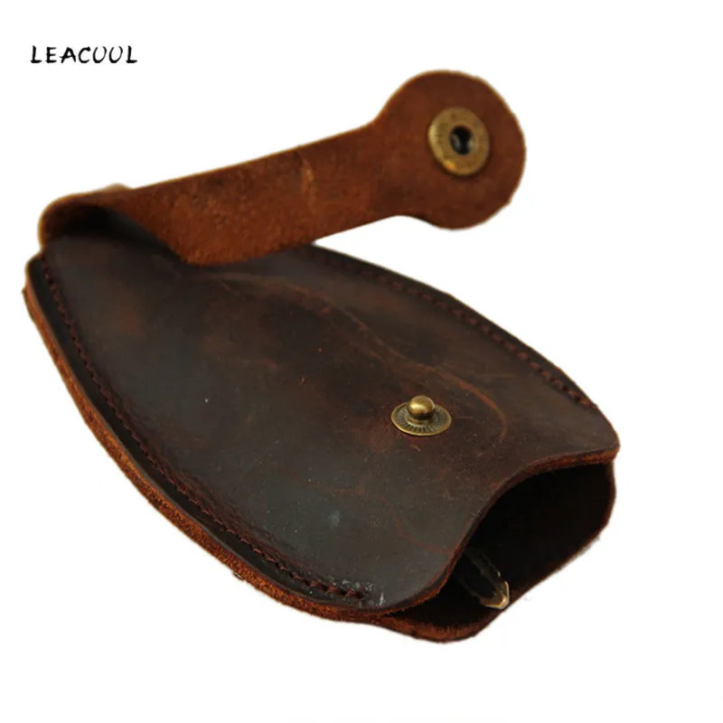 

LEACOOL Vintage Crazy Horse Genuine Leather Key Wallet Keychain Covers Key Case Bag Men Key Holder Housekeeper Keys Organizer