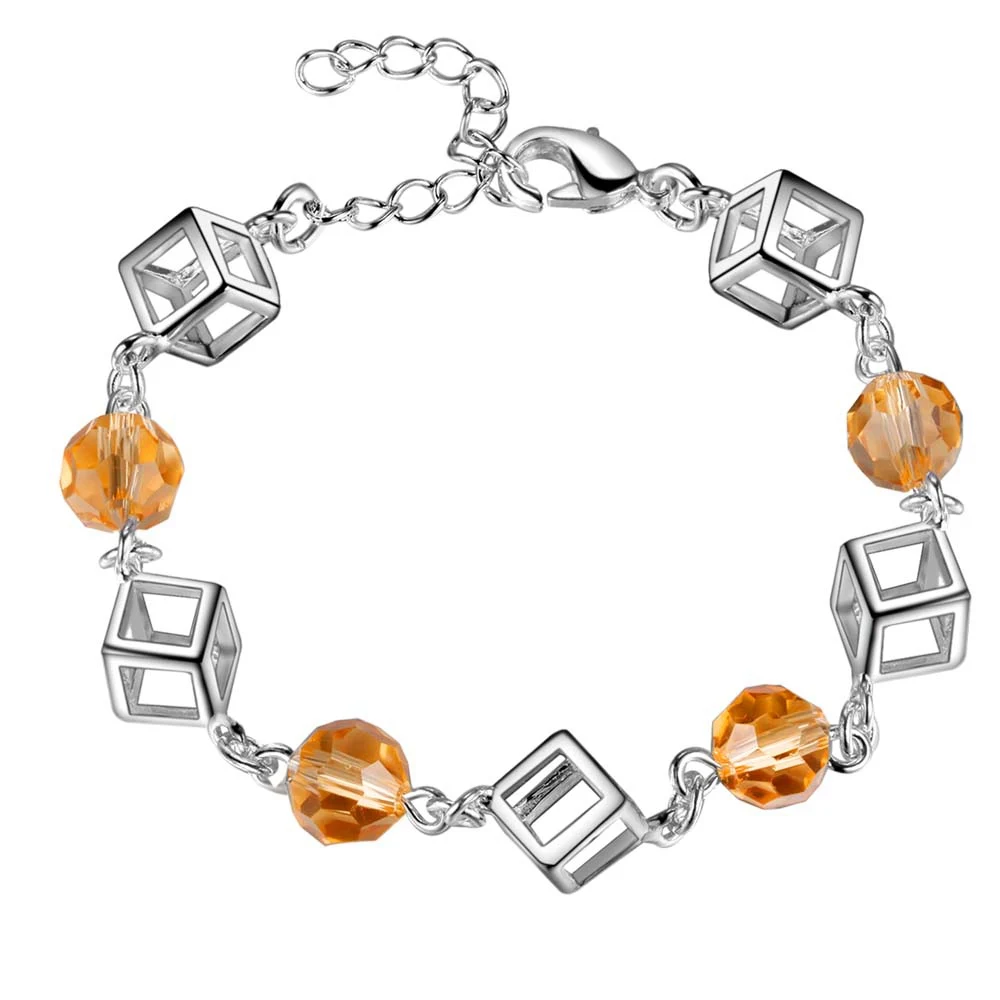 Серебро Мода 925 Круглый/Площади Звено Цепи Браслеты Для Женщин/Девушка День