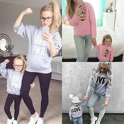 Одинаковые комплекты для семьи толстовка с капюшоном мамы и дочки зимняя одежда