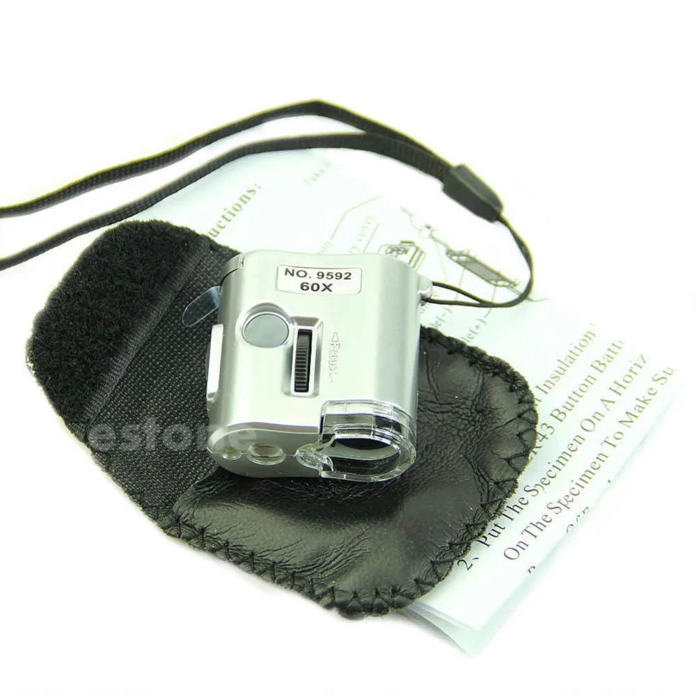 

60 X Microscope Jeweler Loupe Lens Illuminated Magnifier Glass With LED UV Light