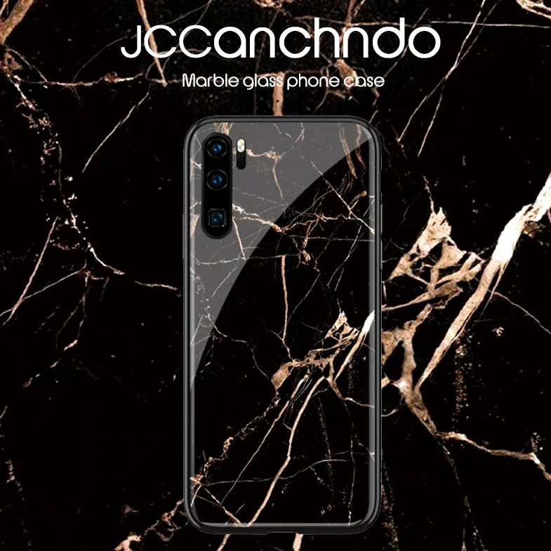 Чехол для Huawei P20 Pro чехол P30 Lite чехлы P20lite p30lite со стеклом и мрамором черный телефона