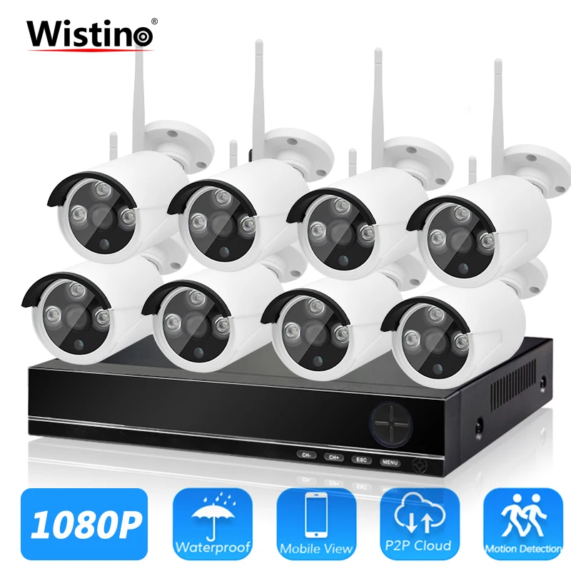 Wistino 8CH 1080P Беспроводная камера NVR система комплект открытый Wifi CCTV ip безопасности