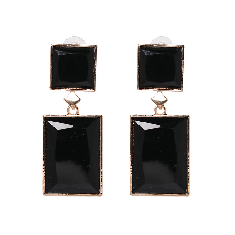 JZYN 2019 vintage geometric acrylic statement drop earrings for women 4 colors square stones dangle wholesale | Украшения и