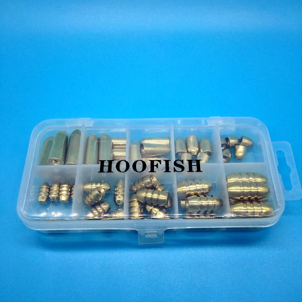 Рыболовные грузила HOOFISH медная в форме пули 50 шт. + 1 коробка 8 г|Наживки для рыбной