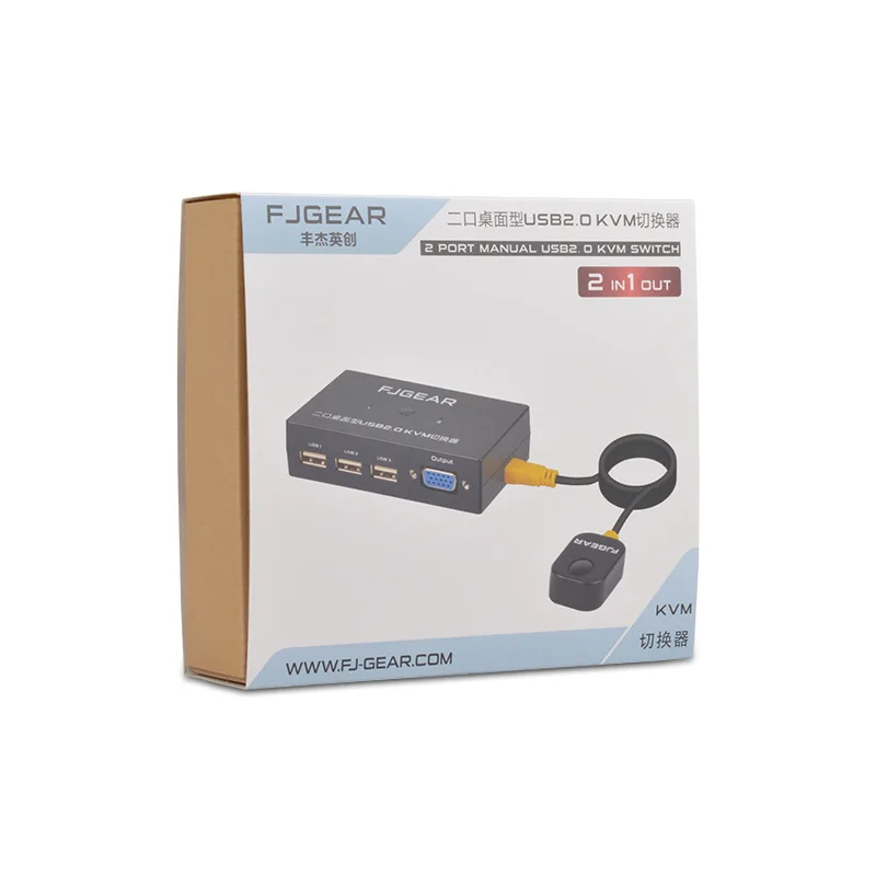 2 порта KVM Schalter переключатель VGA Компьютер поделиться usb мышь клавиатура монитор конвертер с разъемом кабели FJ-201UK