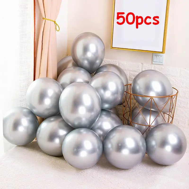 chrome silver 59 шт./компл. хром металлический золотистый воздушный шарик в арочный комплект латексных воздушных шаров с Свадебная вечеринка гирлянда шар Baby Shower поставки фон Настенный декор - Цвет: chrome silver