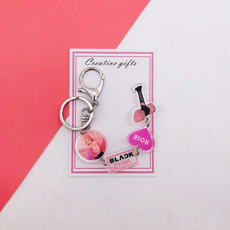 blackpink-rose Kpop BLACKPINK EXO GOT7 SEVENTEEN TWICE TXT Lightstick форма брелок Подвеска для ключей сумка аксессуары вентиляторы подарки, Прямая поставка - Цвет: blackpink-rose