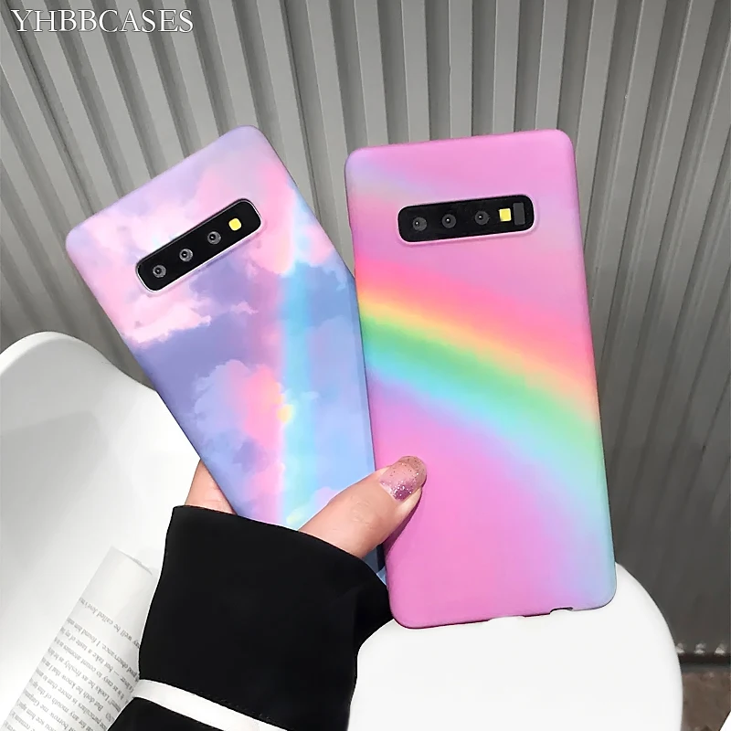 YHBBCASES для Samsung Galaxy S10 S8 S9 Plus модный Радужный чехол телефона Note 8 9 цветные жесткие