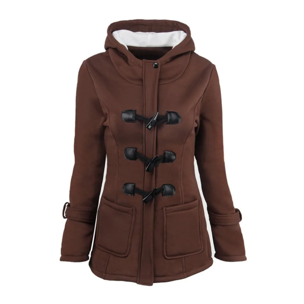 Womens Hoodies Zipper Horn Button Long Coat 2018 Autumn Winter Female Hooded Warm Overcoat moletom Classic Jackets Plus Size | Женская
