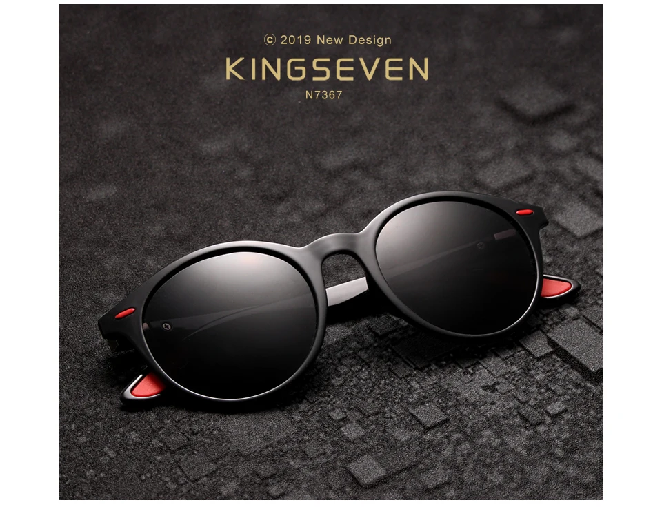 KINGSEVEN, дизайнерские мужские очки, круглые, поляризационные, солнцезащитные очки для мужчин и женщин, TR90, Ретро стиль, унисекс, очки Oculos De Sol