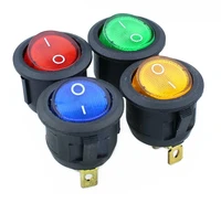 kcd1 round red yellow and blue green 3pin spdt onoff rocker power switch ac 125v10a 250v6a with light
