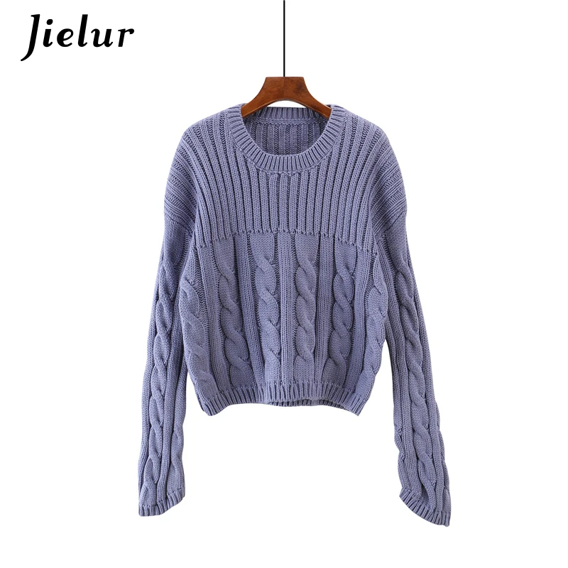 Jielur 4 одноцветное цвет Harajuku Sweters для женщин Invierno Новинка 2019 года с длинным рукавом