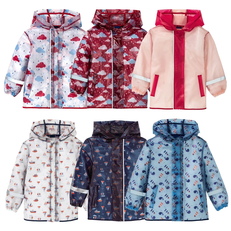 

Yuding 80-130cm CHILDREN RAINCOAT Kindergarten Baby Kids Waterproof Rain Coat Semi-transparent Raincoat for Children with Hood