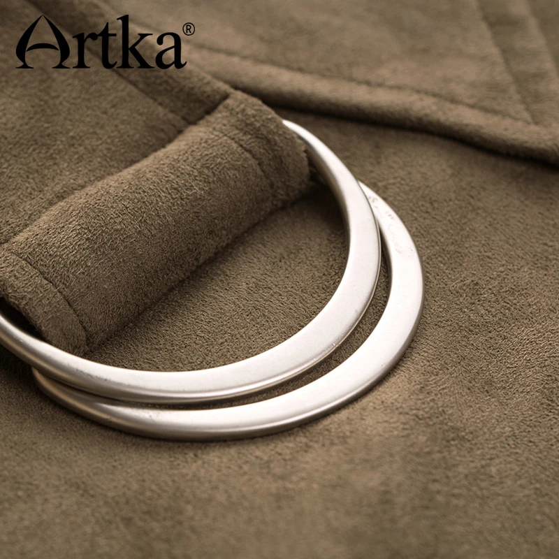 ARTKA, Осенний Женский Тренч, рукав-фонарик, женский длинный Тренч, замшевое пальто, элегантный Тренч, женская Свободная верхняя одежда, WA10272Q