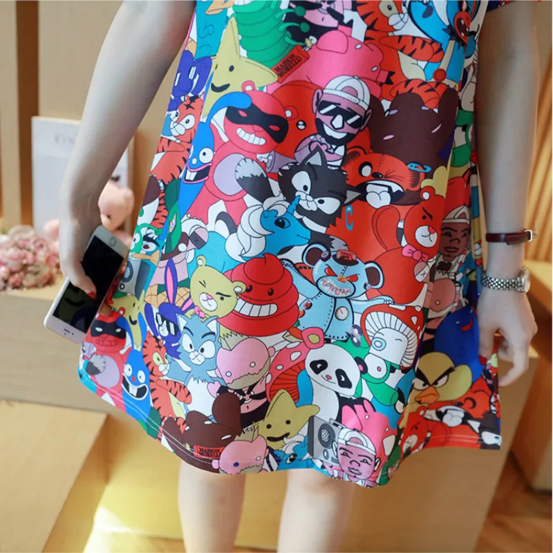 Летнее платье с короткими рукавами для беременных Мода Животный мир узор