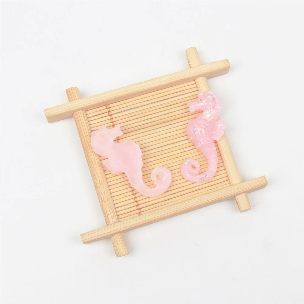 pink IBOWS 10 шт. плоские пластмассовые морские лошади Flatback Смола Кабошон для украшения телефона DIY декоративный бант для волос скрапбукинга украшения - Color: pink