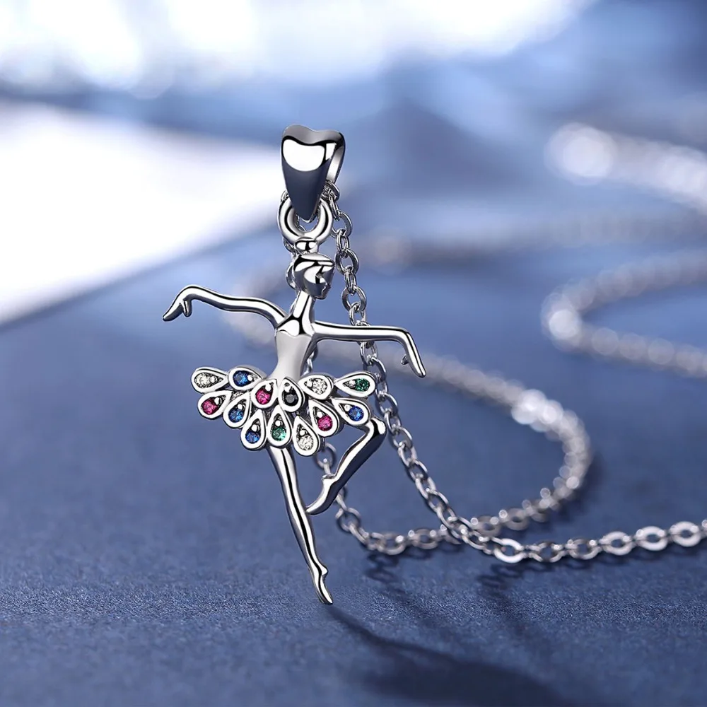 Юдора подлинное серебро 925 пробы балетные танцы девушка Подвески Ожерелья