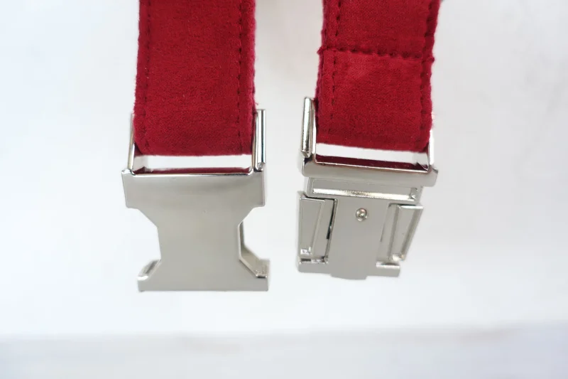 Ошейник для собак MUTTCO красный из сатина и нейлона ручной работы 5 размеров