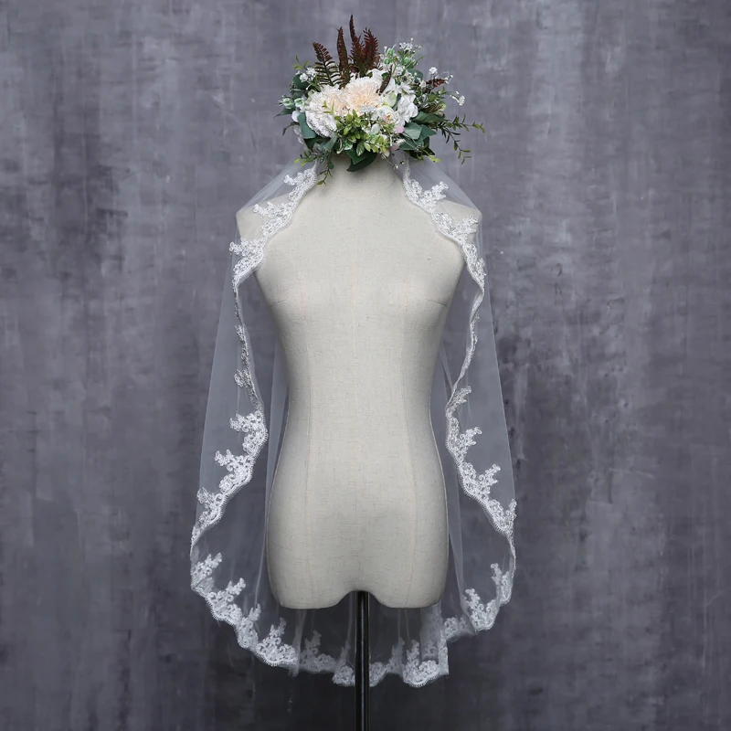 В наличии Высокое качество Дешевые Короткие Свадебные вуали платье белого цвета