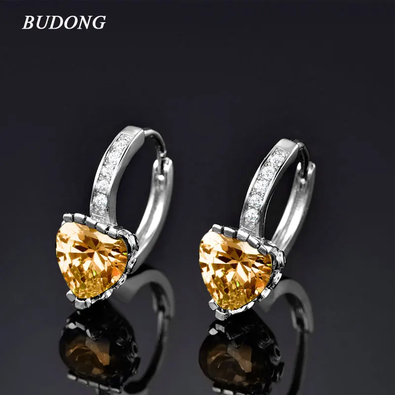 Женские круглые серьги кольца BUDONG золотые Huggie с сердечками и ювелирные изделия