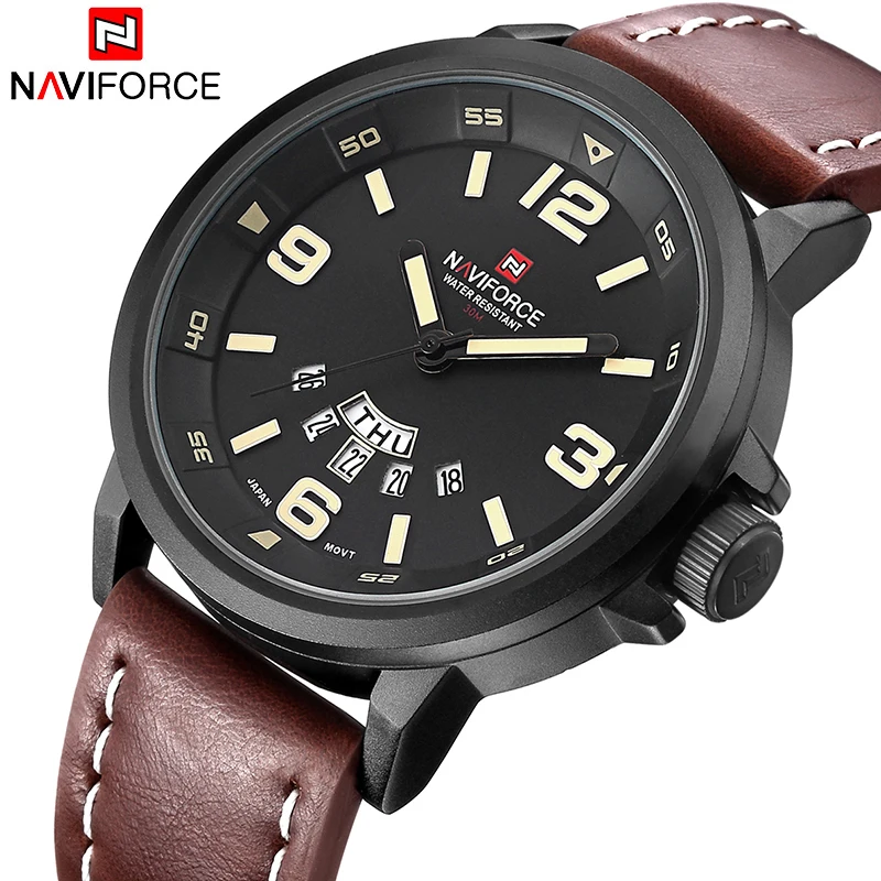 NAVIFORCE Роскошные брендовые Модные мужские спортивные часы кварцевые с датой