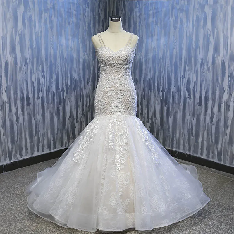 Lover Kiss Vestido De Noiva роскошное кружевное свадебное платье русалки торжественный наряд бисером жемчуг Африка свадебное платье корсет - Цвет: picture color