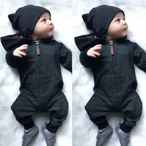 Newborn Toddler Kids Baby Boy Warm Infant Romper Jumpsuit Hooded Clothes Sweater Outfit |