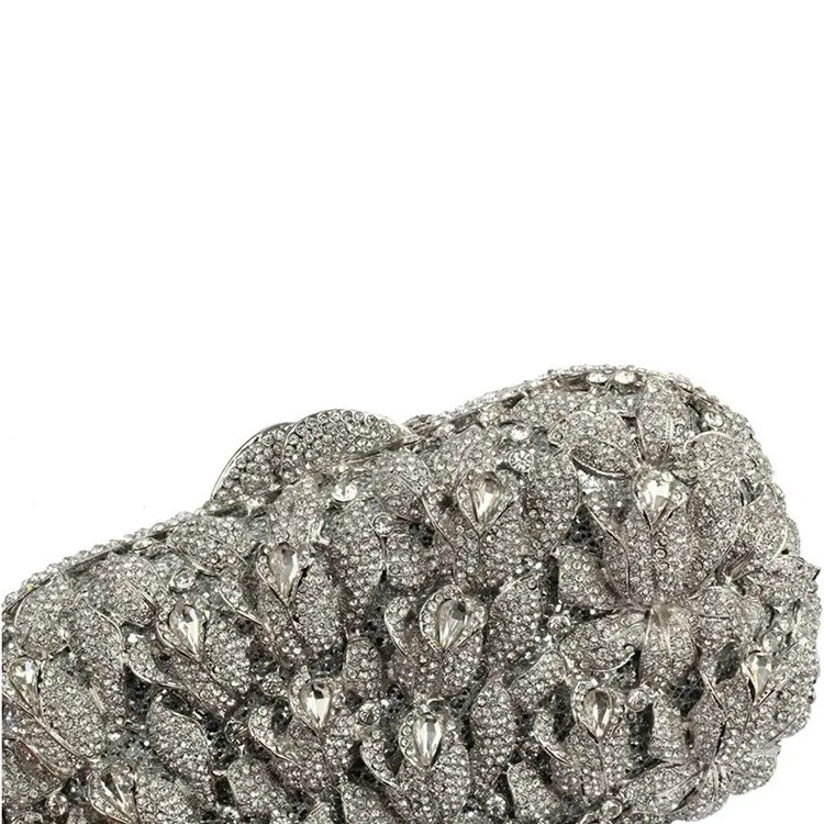 Женский серебристый вечерний клатч с кристаллами и стразами | Багаж сумки