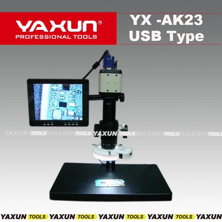 YAXUN AK-23 USB тип цифровой микроскоп с " ЖК-монитором, 2 мегапикселя CCD камера, USB+ VGA+ AV выход, запись видео fuction