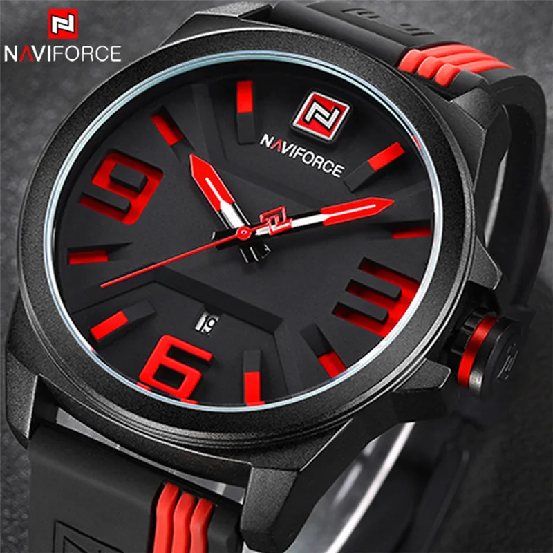 NAVIFORCE часы для мужчин спортивные кварцевые часы Красочные Модные Повседневные часы четко видеть аналоговые Мужские часы Relogio Masculino 9098