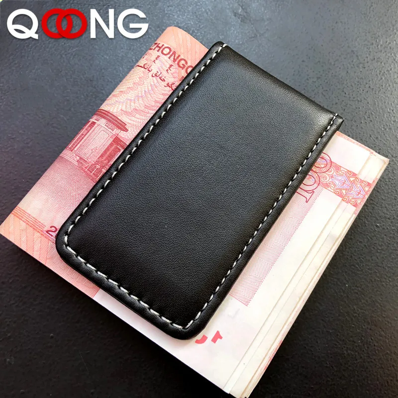 QOONG, 3 цвета, зажим для денег, кошелек, тонкий, сильный, магнит, зажим для денег, из искусственной кожи коровы, карманный зажим, кредитная карта, денежный чехол, держатель