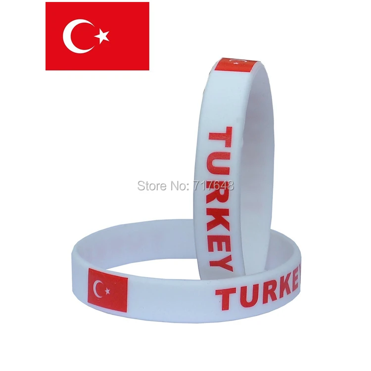 100 шт. флаг Турция белый браслет силиконовые браслеты Бесплатная доставка от FEDEX |