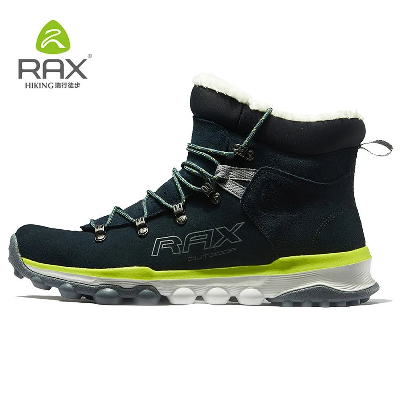 carbon black men RAX походные ботинки мужские зимние теплые уличные профессиональные спортивные зимние ботинки для женщин противоскользящие легкие походные ботинки с плюшевой подкладкой - Цвет: carbon black men