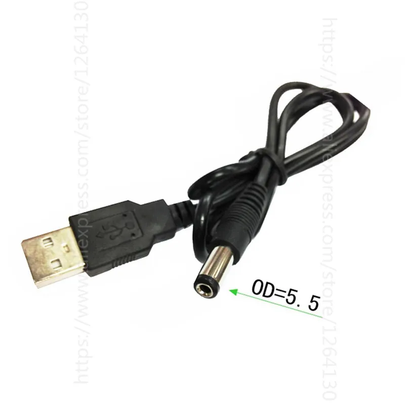 

0.8M Barrel Jack Adapter - USB to 5.5mm, 5V USB + DC JACK Cable Wire(5.5x2.1mm)