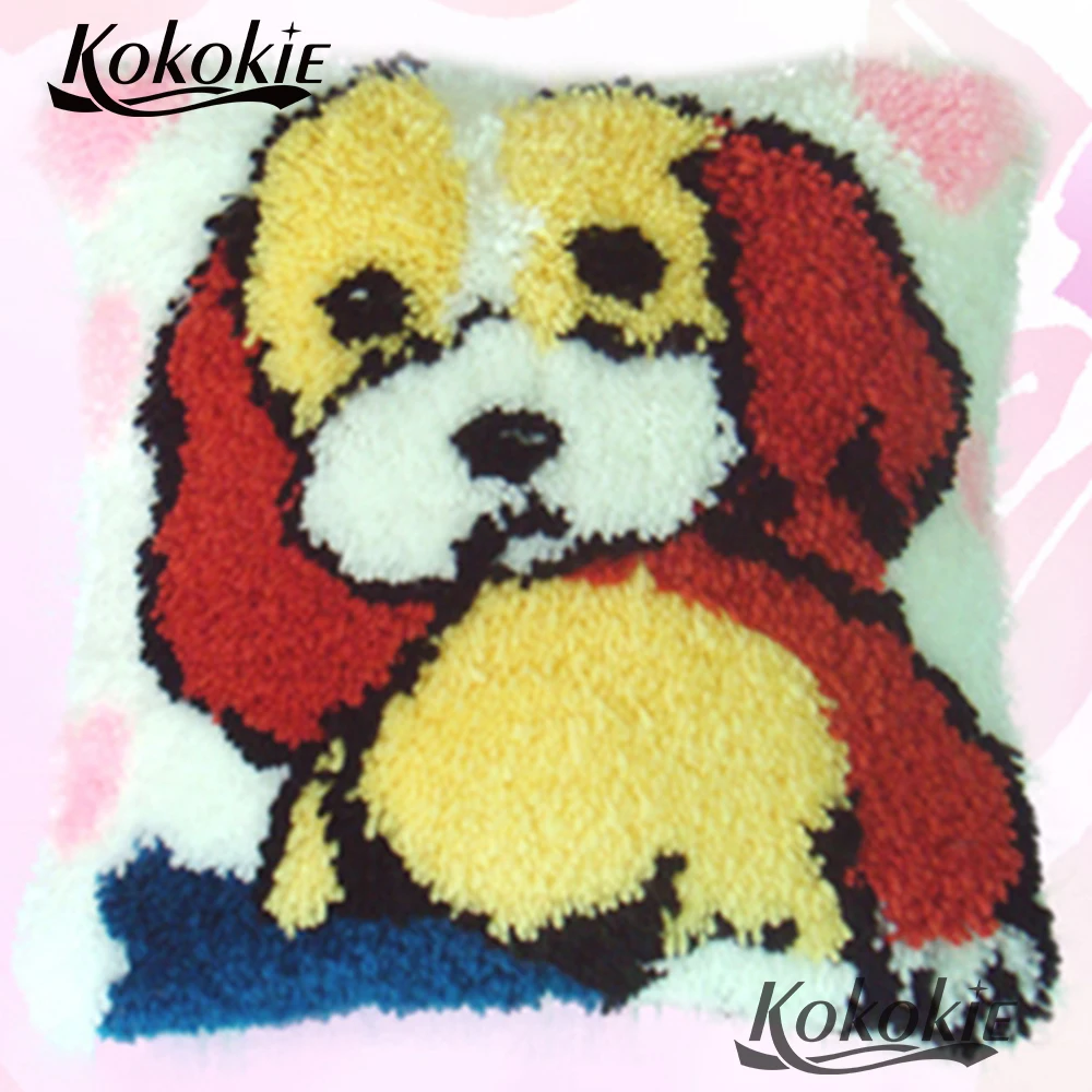 

Crocheting Rug Yarn Patchwork dog pattern printed Pillowcase latch hook handicraft cross stitch kits embroidery needlework sets