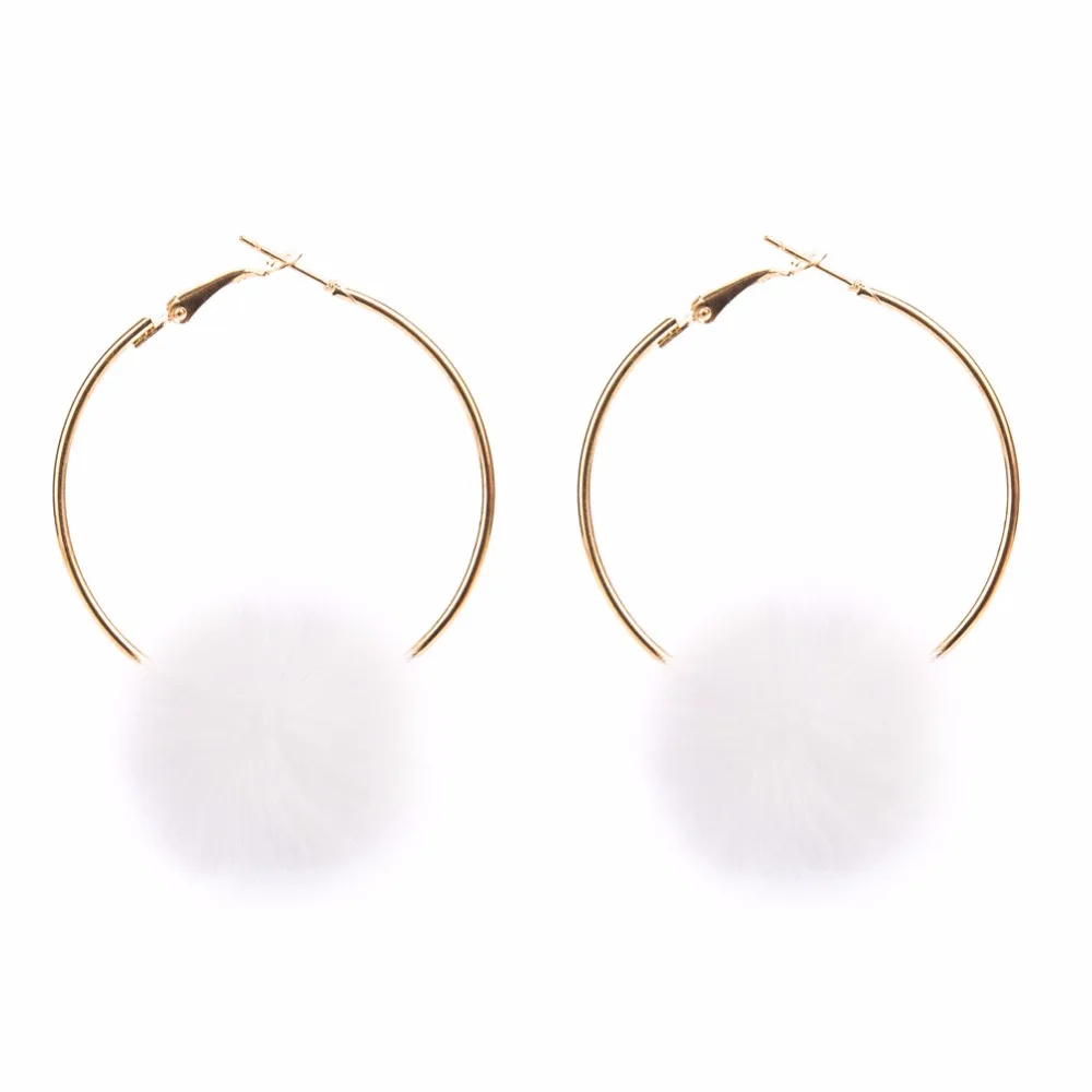 Женские серьги кольца с круглым помпоном 7 цветов|designer hoop earrings|fashion earringshoop earrings |