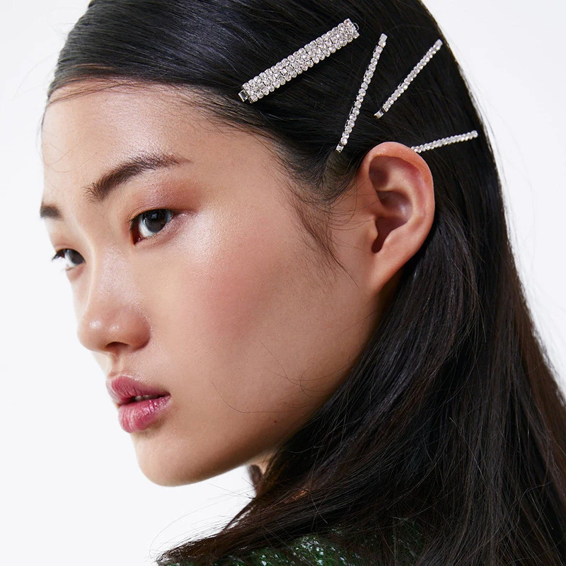 5 шт./компл. полностью Стразы роскошные заколки для волос женщин блестящие