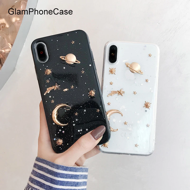 GlamPhoneCase Glitter Starry Moon Phone Case For iPhone XS Max XR X 8 7 6S 6 Plus Soft Back Cover |