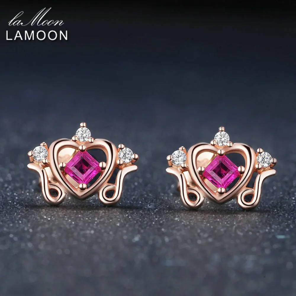 Ламон принцесса вырез 0.2ct 100% настоящий Рубин 925 пробы серебро Ювелирные серьги