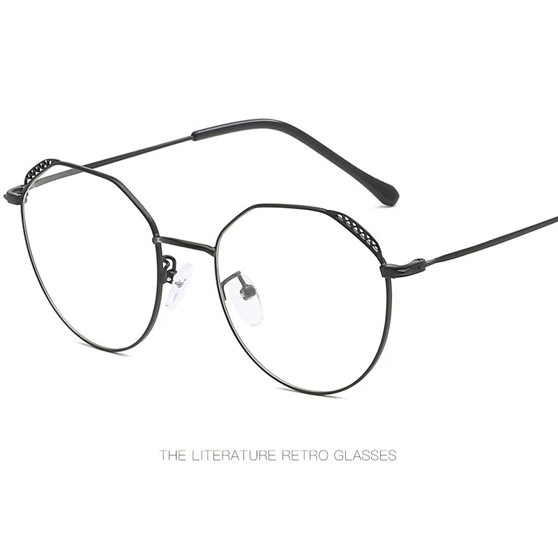 

Fashion cat ears metal glasses frame for men women students can be equipped with myopia glasses trend personality flat mirror.