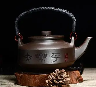 Новинка, китайский чайник, кунг-фу, Zisha, большой вместимости для чая, чайник с фильтром, креативная ручка, Фиолетовый Глиняный Чайник, набор - Цвет: Style 1