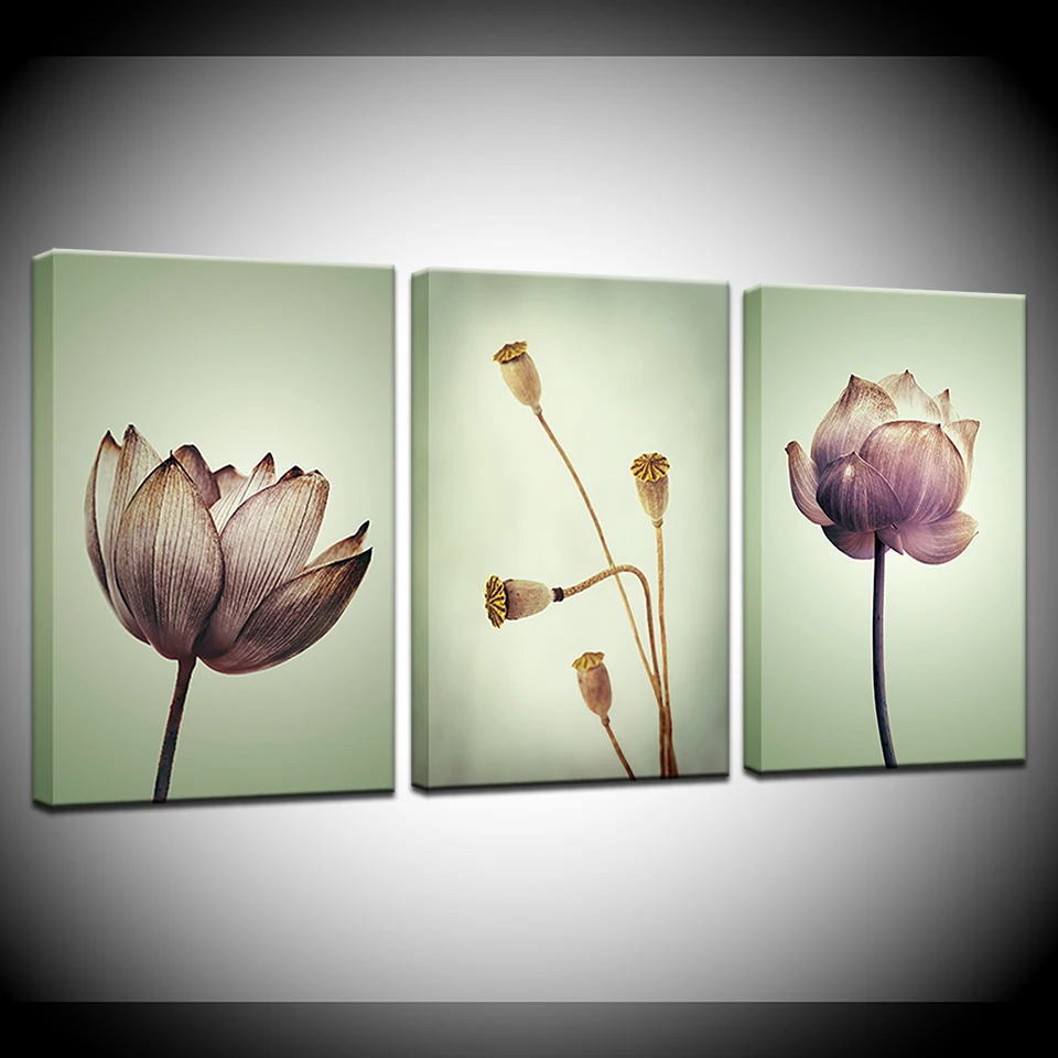 

Vintage Lotus Flower Canvas Print Wall Painting Retro Watercolor Lily Art Botanical Flower Picture Home Room Decor Posters Frame