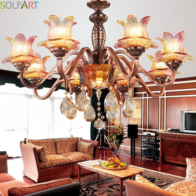 SOLFART красная бронзовая цветная люстра ручной работы стеклянный цветочный