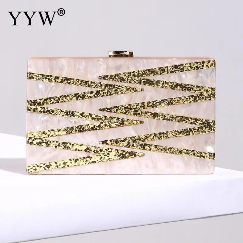 

Women Messenger Bags Luxury Acrylic Geometric Lattice Patchwork Handbag New Fashion Party Prom Clutch Female Evening Box Bag